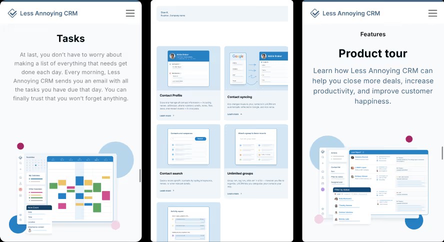 Landing page design